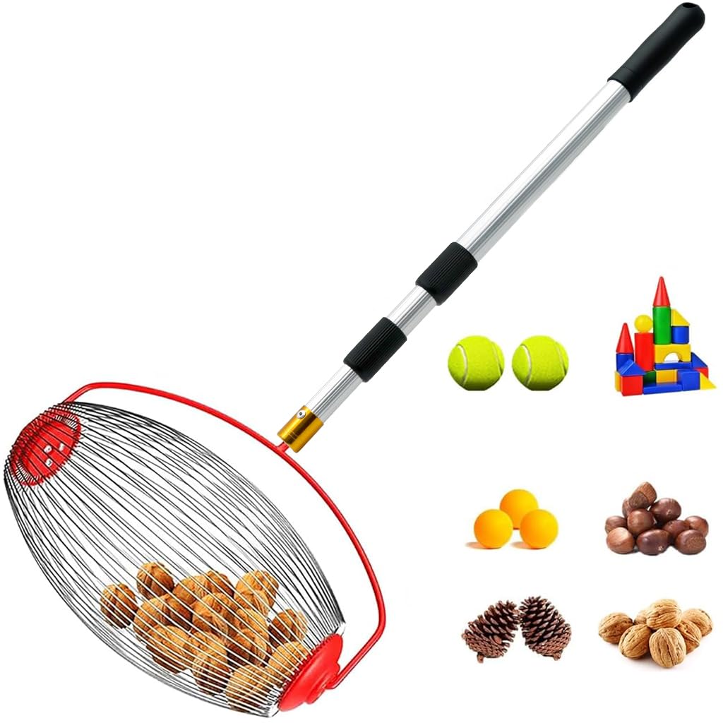 Proberos 128cm Nut Collector, Fruit Picker for Walnuts, Fruits, Golfball, Tennis Ball, Telescopic Pole Labor Saving Rolling Gatherer Tool Proberos 128cm Nut Collector, Fruit Picker for Walnuts, Fruits, Golfball, Tennis Ball, Telescopic Pole Labor Saving Rolling Gatherer Tool